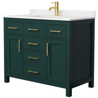 A thumbnail of the Wyndham Collection WCG242442S-UNSMXX Green / Carrara Cultured Marble Top / Brushed Gold Hardware