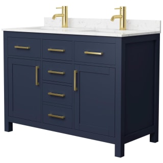 A thumbnail of the Wyndham Collection WCG242448D-UNSMXX Dark Blue / Carrara Cultured Marble Top / Brushed Gold Hardware