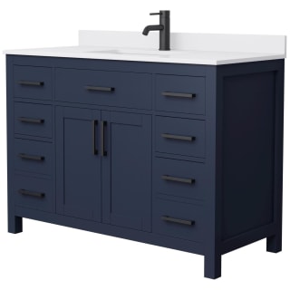A thumbnail of the Wyndham Collection WCG242448S-UNSMXX Dark Blue / White Cultured Marble Top / Matte Black Hardware