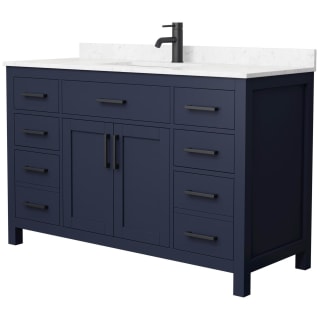 A thumbnail of the Wyndham Collection WCG242454S-UNSMXX Dark Blue / Carrara Cultured Marble Top / Matte Black Hardware