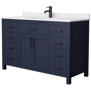 A thumbnail of the Wyndham Collection WCG242454S-UNSMXX Dark Blue / White Cultured Marble Top / Matte Black Hardware