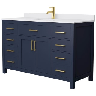 A thumbnail of the Wyndham Collection WCG242454S-UNSMXX Dark Blue / White Cultured Marble Top / Brushed Gold Hardware