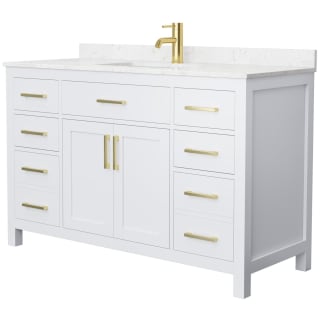 A thumbnail of the Wyndham Collection WCG242454S-UNSMXX White / Carrara Cultured Marble Top / Brushed Gold Hardware