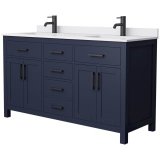 A thumbnail of the Wyndham Collection WCG242460D-UNSMXX Dark Blue / White Cultured Marble Top / Matte Black Hardware