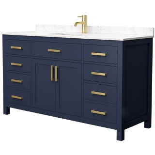 A thumbnail of the Wyndham Collection WCG242460S-UNSMXX Dark Blue / Carrara Cultured Marble Top / Brushed Gold Hardware