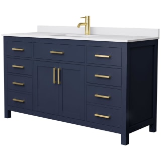 A thumbnail of the Wyndham Collection WCG242460S-UNSMXX Dark Blue / White Cultured Marble Top / Brushed Gold Hardware