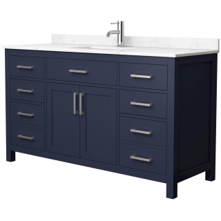 A thumbnail of the Wyndham Collection WCG242460S-UNSMXX Dark Blue / Carrara Cultured Marble Top / Brushed Nickel Hardware