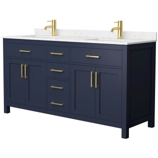 A thumbnail of the Wyndham Collection WCG242466D-UNSMXX Dark Blue / Carrara Cultured Marble Top / Brushed Gold Hardware
