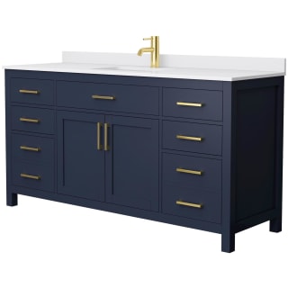 A thumbnail of the Wyndham Collection WCG242466S-UNSMXX Dark Blue / White Cultured Marble Top / Brushed Gold Hardware