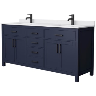 A thumbnail of the Wyndham Collection WCG242472D-UNSMXX Dark Blue / White Cultured Marble Top / Matte Black Hardware