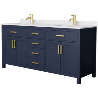 A thumbnail of the Wyndham Collection WCG242472D-UNSMXX Dark Blue / White Cultured Marble Top / Brushed Gold Hardware