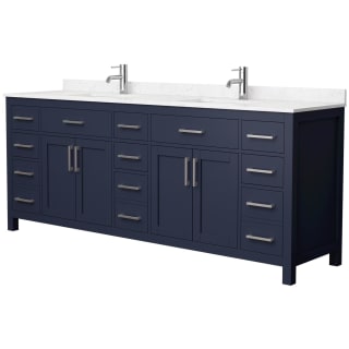 A thumbnail of the Wyndham Collection WCG242484D-UNSMXX Dark Blue / Carrara Cultured Marble Top / Brushed Nickel Hardware