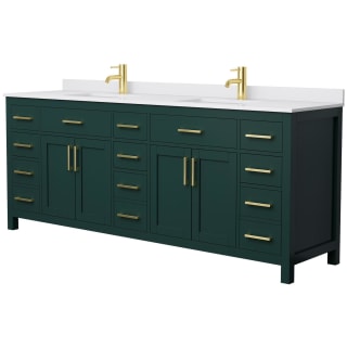 A thumbnail of the Wyndham Collection WCG242484D-UNSMXX Green / White Cultured Marble Top / Brushed Gold Hardware