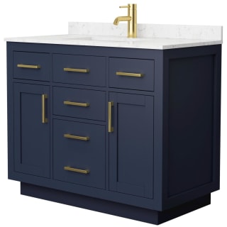 A thumbnail of the Wyndham Collection WCG262642S-VCA-UNSMXX Dark Blue / Carrara Cultured Marble Top / Brushed Gold Hardware