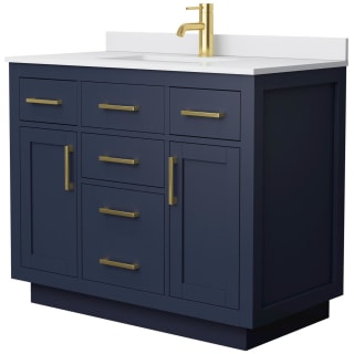 A thumbnail of the Wyndham Collection WCG262642S-VCA-UNSMXX Dark Blue / White Cultured Marble Top / Brushed Gold Hardware