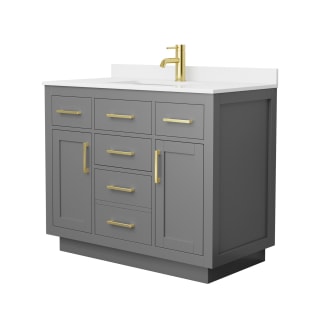 A thumbnail of the Wyndham Collection WCG262642S-QTZ-UNSMXX Dark Gray / White Quartz Top / Brushed Gold Hardware