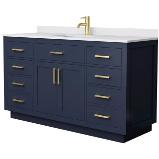 A thumbnail of the Wyndham Collection WCG262660S-VCA-UNSMXX Dark Blue / White Cultured Marble Top / Brushed Gold Hardware