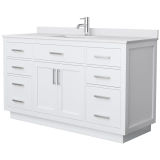 A thumbnail of the Wyndham Collection WCG262660S-VCA-UNSMXX White / White Cultured Marble Top / Brushed Nickel Hardware