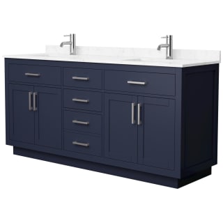 A thumbnail of the Wyndham Collection WCG262672D-VCA-UNSMXX Dark Blue / Carrara Cultured Marble Top / Brushed Nickel Hardware