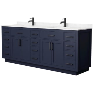 A thumbnail of the Wyndham Collection WCG262684D-VCA-UNSMXX Dark Blue / Carrara Cultured Marble Top / Matte Black Hardware