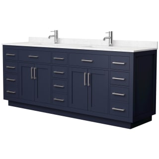 A thumbnail of the Wyndham Collection WCG262684D-VCA-UNSMXX Dark Blue / Carrara Cultured Marble Top / Brushed Nickel Hardware