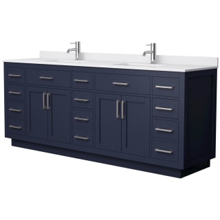 A thumbnail of the Wyndham Collection WCG262684D-VCA-UNSMXX Dark Blue / White Cultured Marble Top / Brushed Nickel Hardware