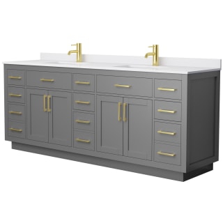 A thumbnail of the Wyndham Collection WCG262684D-VCA-UNSMXX Dark Gray / White Cultured Marble Top / Brushed Gold Hardware