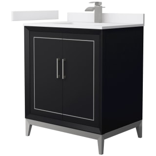 A thumbnail of the Wyndham Collection WCH515130S-VCA-UNSMXX Black / White Cultured Marble Top / Brushed Nickel Hardware