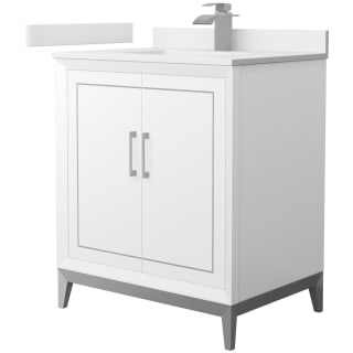 A thumbnail of the Wyndham Collection WCH515130S-VCA-UNSMXX White / White Cultured Marble Top / Brushed Nickel Hardware