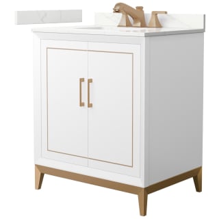 A thumbnail of the Wyndham Collection WCH515130S-QTZ-US3MXX White / Giotto Quartz Top / Satin Bronze Hardware