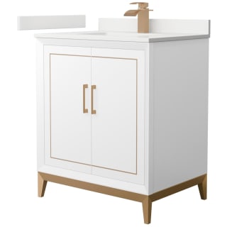 A thumbnail of the Wyndham Collection WCH515130S-QTZ-UNSMXX White / White Quartz Top / Satin Bronze Hardware