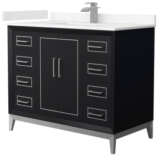 A thumbnail of the Wyndham Collection WCH515142S-VCA-UNSMXX Black / Carrara Cultured Marble Top / Brushed Nickel Hardware