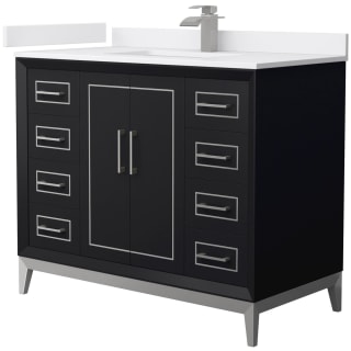 A thumbnail of the Wyndham Collection WCH515142S-VCA-UNSMXX Black / White Cultured Marble Top / Brushed Nickel Hardware