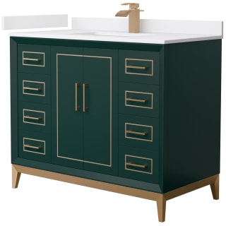 A thumbnail of the Wyndham Collection WCH515142S-VCA-UNSMXX Green / White Cultured Marble Top / Satin Bronze Hardware