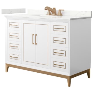 A thumbnail of the Wyndham Collection WCH515148S-QTZ-US3MXX White / Giotto Quartz Top / Satin Bronze Hardware