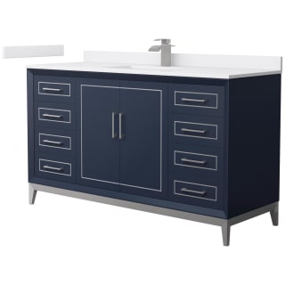 A thumbnail of the Wyndham Collection WCH515160S-VCA-UNSMXX Dark Blue / White Cultured Marble Top / Brushed Nickel Hardware