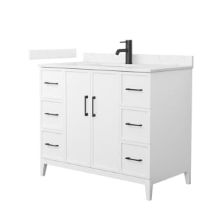 A thumbnail of the Wyndham Collection WCH717142S-VCA-UNSMXX White / Carrara Cultured Marble Top / Matte Black Hardware