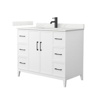 A thumbnail of the Wyndham Collection WCH717142S-QTZ-UNSMXX White / Giotto Quartz Top / Matte Black Hardware