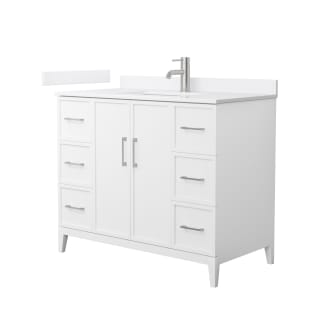 A thumbnail of the Wyndham Collection WCH717142S-VCA-UNSMXX White / White Cultured Marble Top / Brushed Nickel Hardware