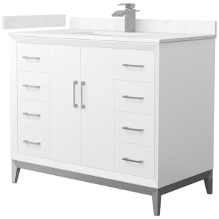 A thumbnail of the Wyndham Collection WCH818142S-VCA-UNSMXX White / Carrara Cultured Marble Top / Brushed Nickel Hardware