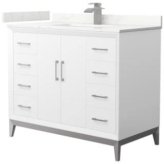 A thumbnail of the Wyndham Collection WCH818142S-QTZ-UNSMXX White / Giotto Quartz Top / Brushed Nickel Hardware