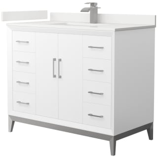 A thumbnail of the Wyndham Collection WCH818142S-QTZ-UNSMXX White / White Quartz Top / Brushed Nickel Hardware