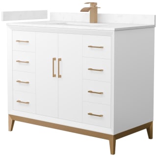 A thumbnail of the Wyndham Collection WCH818142S-VCA-UNSMXX White / Carrara Cultured Marble Top / Satin Bronze Hardware