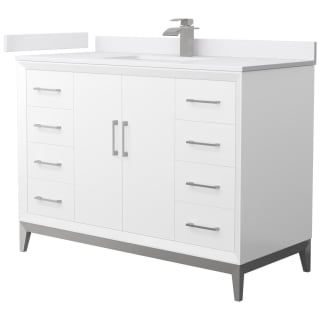 A thumbnail of the Wyndham Collection WCH818148S-VCA-UNSMXX White / White Cultured Marble Top / Brushed Nickel Hardware