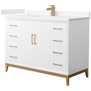 A thumbnail of the Wyndham Collection WCH818148S-VCA-UNSMXX White / Carrara Cultured Marble Top / Satin Bronze Hardware