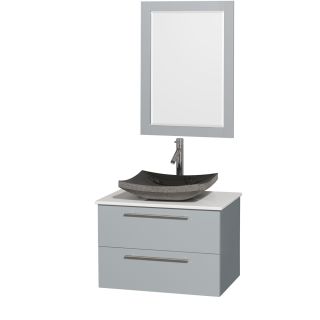 A thumbnail of the Wyndham Collection WCR410030SDGWSM24 White Stone Top / Altair Black Granit Sink
