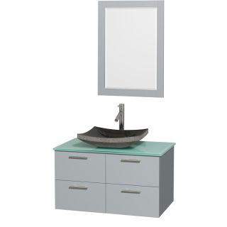 A thumbnail of the Wyndham Collection WCR410036SDGGGM24 Green Glass Top / Altair Black Granit Sink