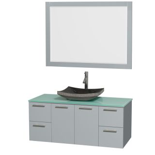 A thumbnail of the Wyndham Collection WCR410048SDGGGM46 Green Glass Top / Altair Black Granit Sink