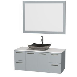 A thumbnail of the Wyndham Collection WCR410048SDGWSM46 White Stone Top / Altair Black Granit Sink