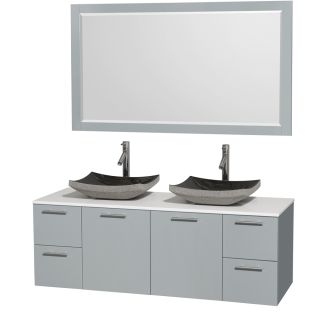 A thumbnail of the Wyndham Collection WCR410060DDGWSM58 White Stone Top / Altair Black Granite Sink
